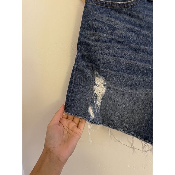 J Crew Shorts Women's 27 Blue Denim High Rise Distressed Cut Off Distressed - Picture 4 of 7